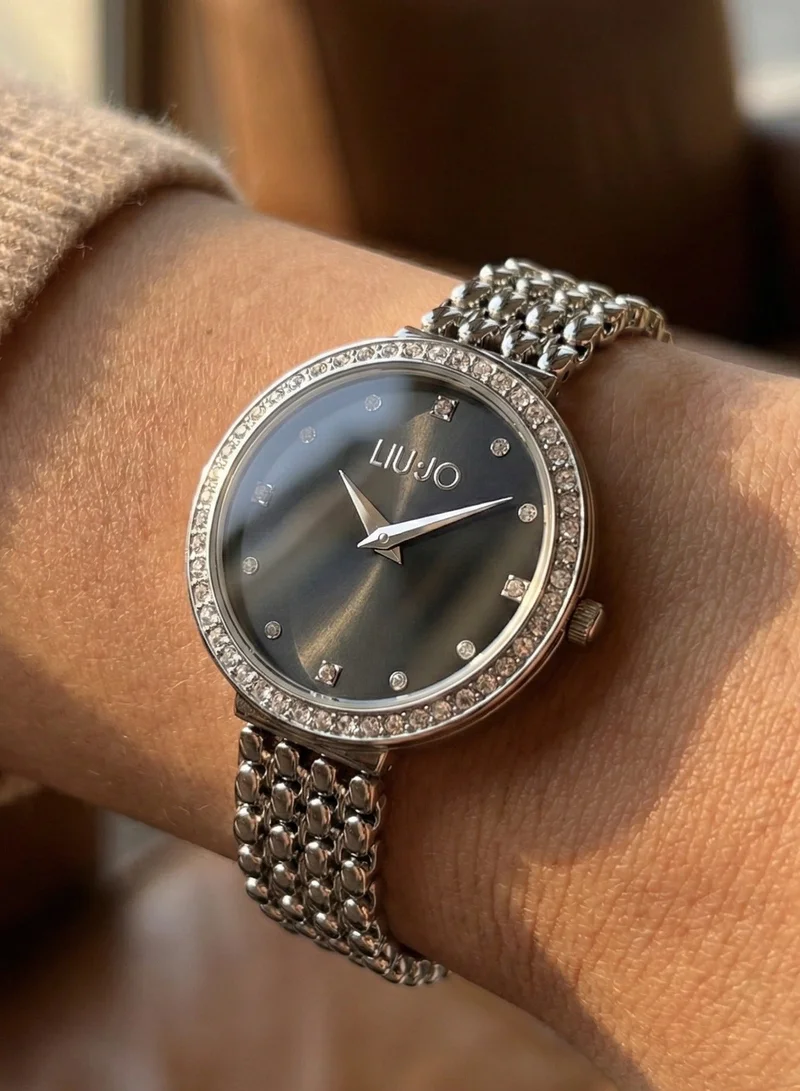 ليو جو ساعة لي جو بسلسلة سوداء شفافة -